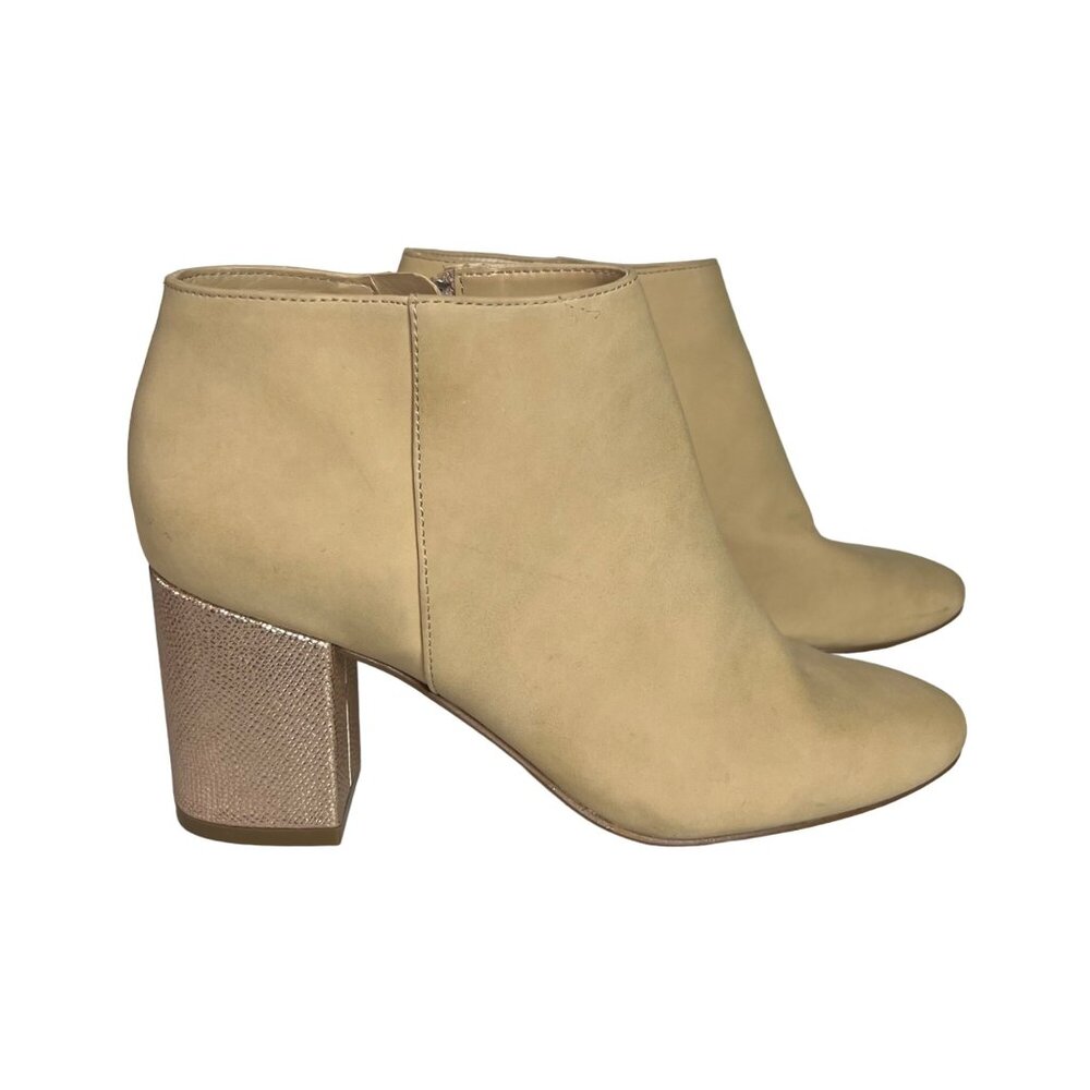 Katy Perry The Corra Tan Ankle Boots Booties Rose‎ Gold Block Heel 6.5